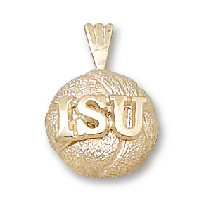 14kt Yellow Gold 1/2in Iowa State Basketball Pendant