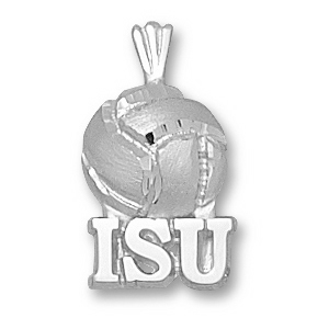 Sterling Silver 5/8in Iowa State Volleyball Pendant