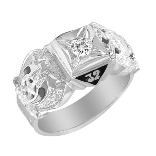 1/4 ct Diamond Scottish Rite Ring Sterling Silver