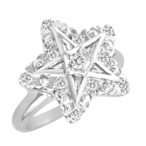 1/4 CT Diamond Eastern Star Ring - Sterling Silver