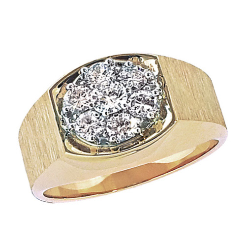 10kt Yellow Gold Men's 1 ct tw Diamond Cluster Ring