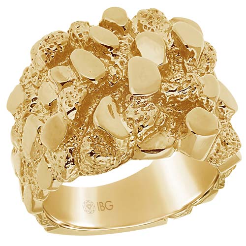 10k Yellow Gold Men's Classic Gold Nugget Ring