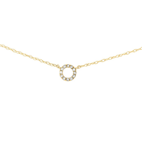 10k Yellow Gold .05 ct tw Diamond Circle Necklace