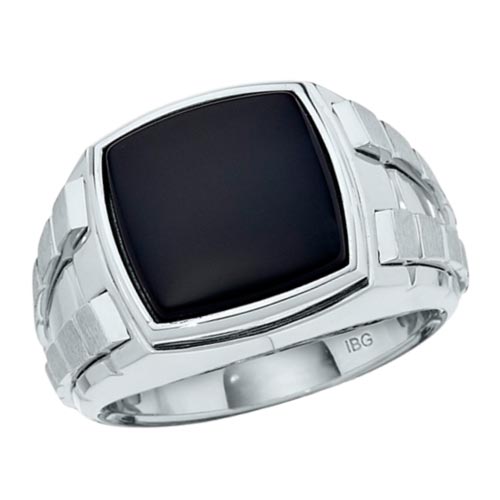 Sterling Silver Men S Black Onyx Ring With Satin Panels 574slo8x