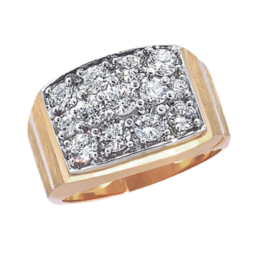 10k Yellow Gold Men's 3 ct tw Diamond Box Cluster Ring