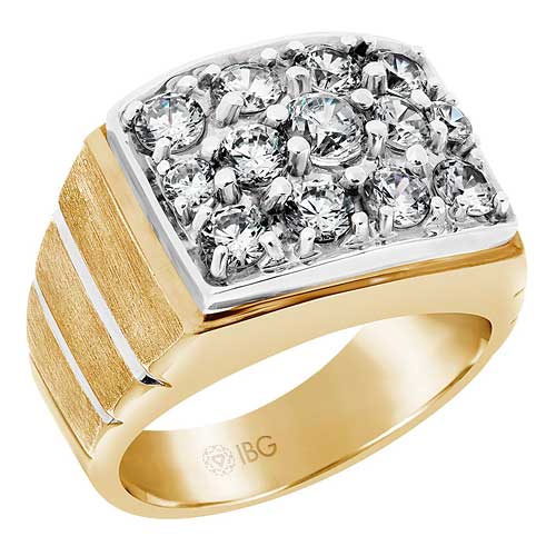 10kt Yellow Gold Men's 2 ct tw Diamond Box Cluster Ring