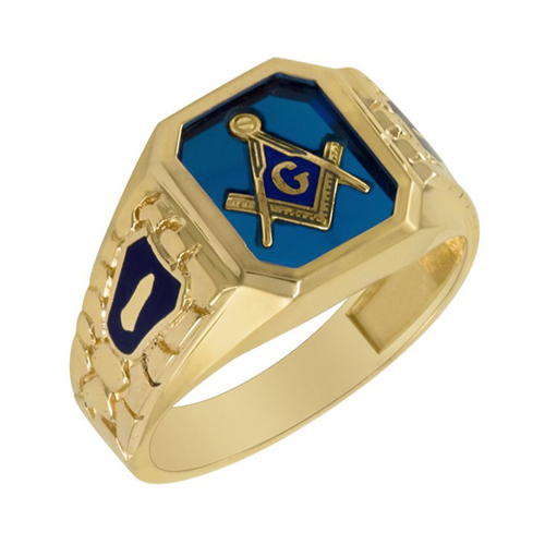 Blue Lodge Ring with Cobblestone Texture 14k Yellow Gold