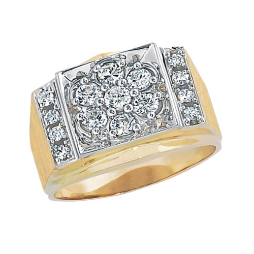 10kt Yellow Gold Men's 1 ct tw Diamond Kentucky Cluster Ring