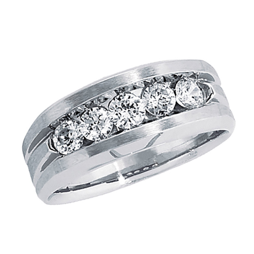 10kt White Gold 1 ct tw Diamond Men's Wedding Band
