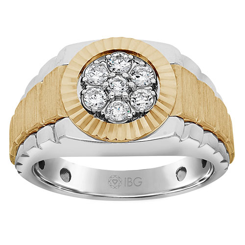 14k Two-tone Gold 1/2 ct tw Diamond Cluster Ring with Fluted Crown