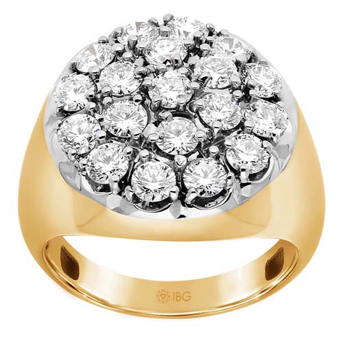 10k Yellow Gold Men's 3 ct tw Diamond Cluster Ring