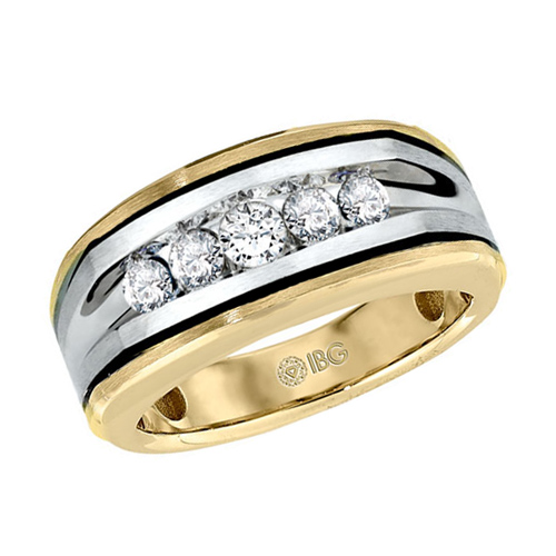 10kt Two-Tone Gold 1/2 ct tw Diamond Men's Wedding Band Black Rhodium