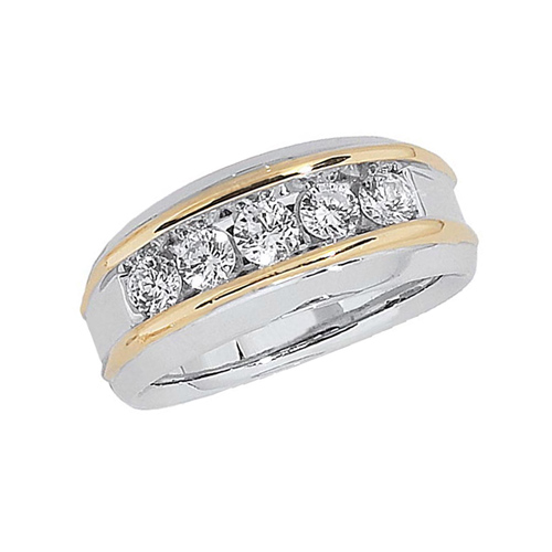 10kt Two-Tone Gold 1 ct tw Diamond Men's Wedding Band