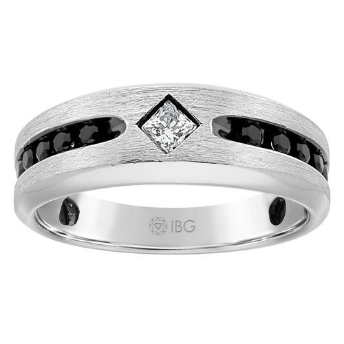 14k White Gold Men's 1/2 ct tw Black and White Diamond Ring