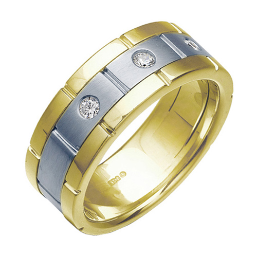 10kt Two-Tone Gold .15 ct tw Diamond Men's Wedding Band