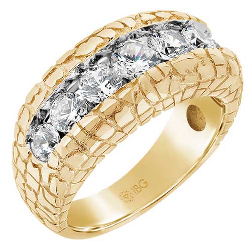 14k Yellow Gold Men's 2 ct tw Lab Grown Diamond Nugget Ring