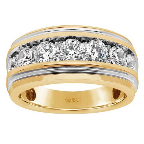 Gem on Gem 14k Yellow Gold Men's 1.75 ct tw Diamond Ring with Rhodium
