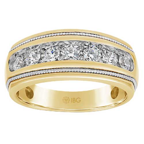 Gem on Gem 14k Yellow Gold Men's 1 ct tw Diamond Ring with Milgrain