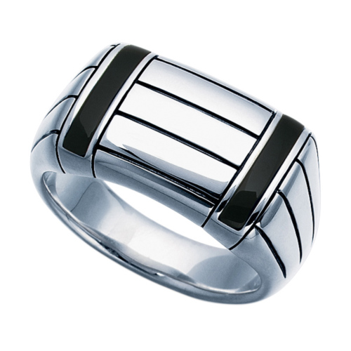 Sterling Silver Men's Black Onyx Ring with Black Oxidized Finish