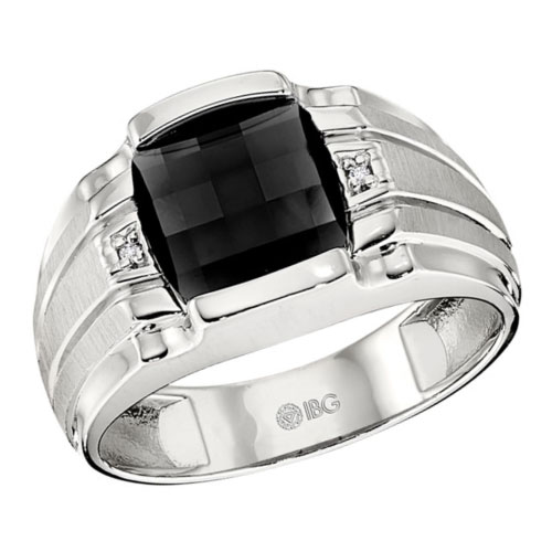 Sterling Silver Men's Black Onyx Ring with Diamonds
