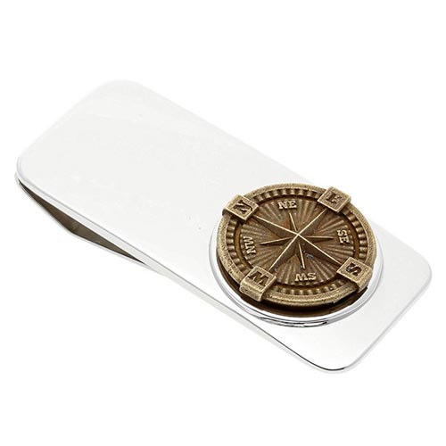 Stainless Steel and Bronze Compass Money Clip