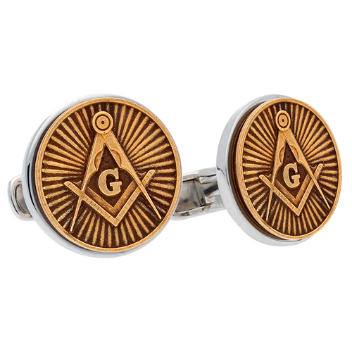 Stainless Steel and Bronze Masonic Cuff Links