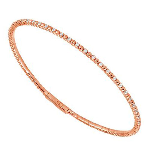 14k Rose Gold 1/2 ct tw Diamond Flexible Bangle Bracelet