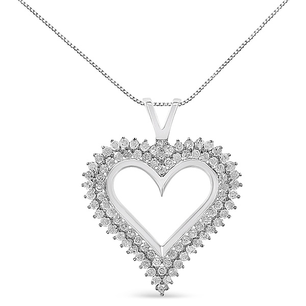 Sterling Silver 1/2 ct tw Diamond Heart Pendant Necklace