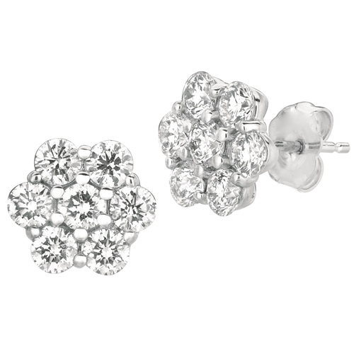 14k White Gold 1/2 ct tw Diamond Flower Earrings