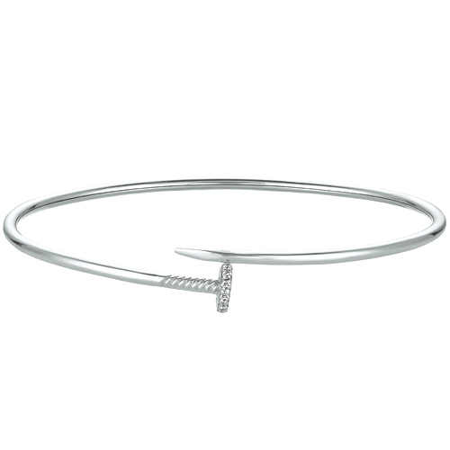 14k White Gold .06 ct tw Diamond Bypass Bangle Bracelet