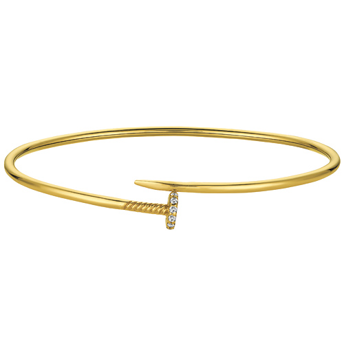 14k Yellow Gold .06 ct tw Diamond Bypass Bangle Bracelet