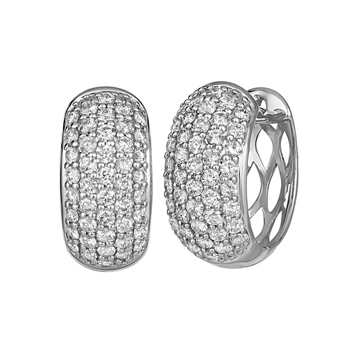 14k White Gold 1.0 ct Pave Diamond Huggie Hoop Earrings