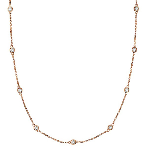 14k Rose Gold 1/2 ct Diamond Station 18in Necklace
