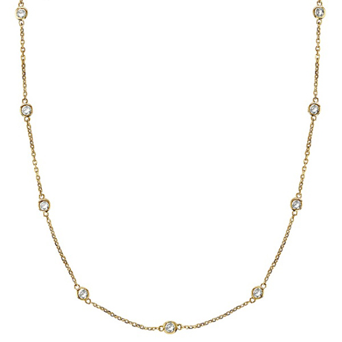 14k Yellow Gold 1 ct Diamond Station 18in Necklace