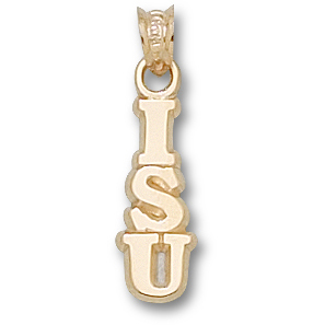 14kt Yellow Gold 5/8in Illinois State Vertical ISU Pendant