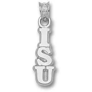 Sterling Silver 5/8in Illinois State Vertical ISU Pendant