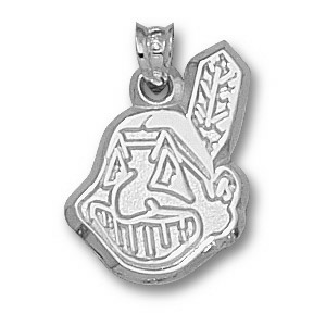 14k White Gold 3/4in Cleveland Indians Chief Wahoo Pendant