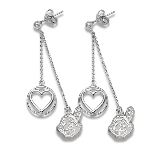 Sterling Silver Cleveland Indians Beloved Heart Earrings