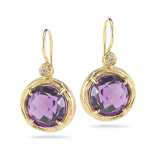 I. Reiss 14k Yellow Gold 6 ct tw Amethyst Dangle Earrings With Diamond Accents