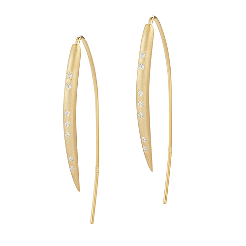 I. Reiss 14k Yellow Gold .10 ct tw Diamond Small Bow Threader Earrings