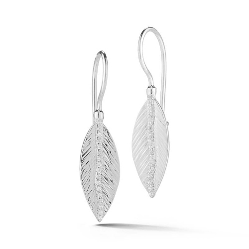 I. Reiss 14k White Gold .20 ct tw Diamond Feather Dangle Earrings