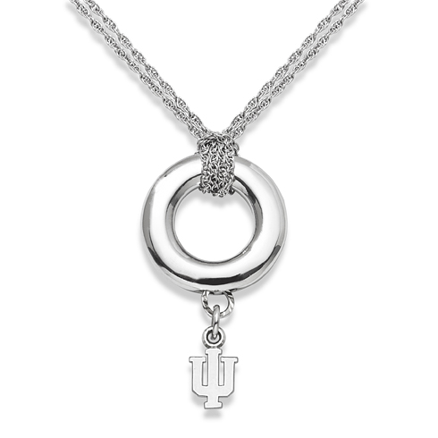 Sterling Silver 16in Indiana University Halo Necklace