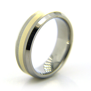 7mm Titanium & 14kt Yellow Gold Ring