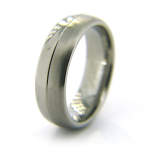 7mm Titanium Half Brushed Domed Ring