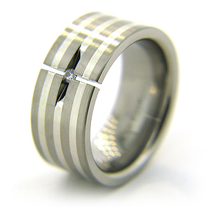 10mm Titanium Ring with Diamond Accent