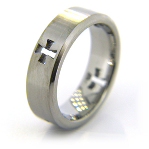 6mm Titanium Ring with Cut Out Crosses