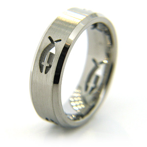 6mm Titanium Ring with Ichthus Fish