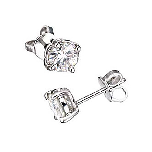 1/3 CT TW Round Diamond Stud Earrings I-J / I2-I3 - 14k White Gold