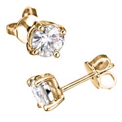 3/4 CT TW Round Diamond Stud Earrings G-I / I1 - 14k Yellow Gold