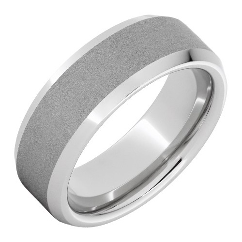 Titanium 8mm Sandblast Ring with Beveled Edges